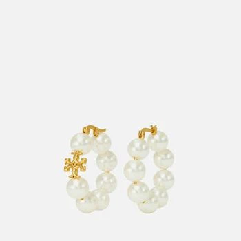 Tory Burch | Tory Burch Kira Gold-Tone and Faux Pearl Hoop Earrings 独家减免邮费