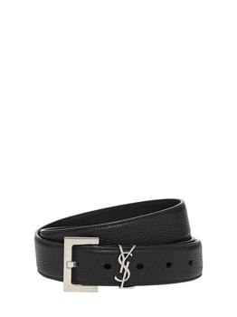 Yves Saint Laurent | 2.5cm Monogram Leather Belt商品图片,
