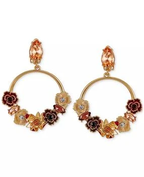 GUESS | Gold-Tone Floral Jewel Clip-On Hoop Earrings,商家Macy's,价格¥181
