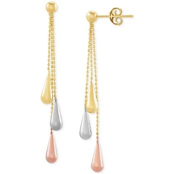 Italian Gold | Tri-Gold Linear Drop Earrings in 14k Gold, White Gold and Rose Gold, 2 inch,商家Macy's,价格¥6506