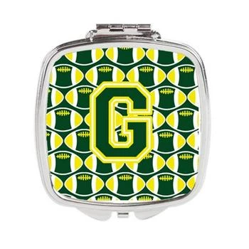 Carolines Treasures CJ1075-GSCM Letter G Football Green & Yellow Compact Mirror