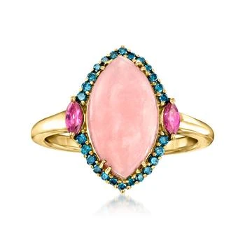 Ross-Simons | Ross-Simons Pink Opal, Rhodolite Garnet and . Blue Diamond Ring in 14kt Yellow Gold,商家Premium Outlets,价格¥6729