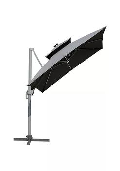 商品Outsunny | 10ft Solar LED Cantilever Umbrella Offset Hanging Umbrella with 360 degreeRotation Cross Base 8 Ribs Tilt and Crank for Yard Garden and Poolside Grey,商家Belk,价格¥3001图片