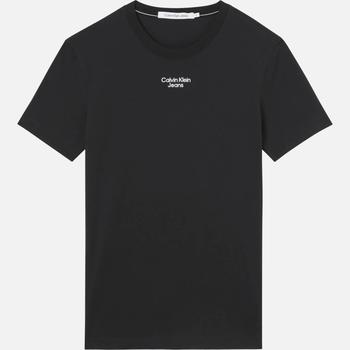 Calvin Klein | Calvin Klein Jeans Men's Stacked Logo T-Shirt - Black商品图片,额外6折, 额外六折