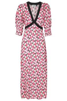 Rixo | Rixo Floral-Printed V-Neck Tied Midi Dress商品图片,8.6折