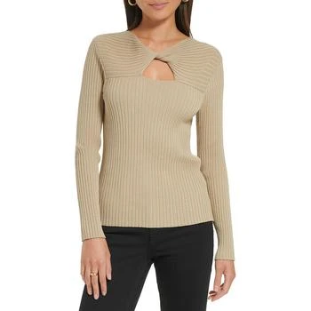 推荐Calvin Klein Womens Cut-Out Ribbed Knit Pullover Sweater商品