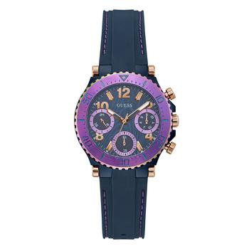 GUESS | Women's Quartz Navy Blue Silicone Strap Multi-Function Watch 36mm商品图片,