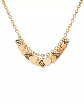 GUESS | Gold-Tone Pavé & Logo Heart Charm Statement Necklace, 18" + 2" extender,商家Macy's,价格¥121