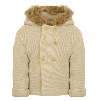 推荐Beige Fur Trimmed Hooded Knitted Jacket商品