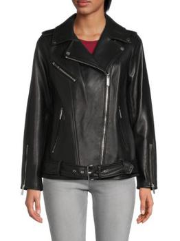 Michael Kors | Missy Belted Leather Jacket商品图片,3.9折, 满$150享7.5折, 满折
