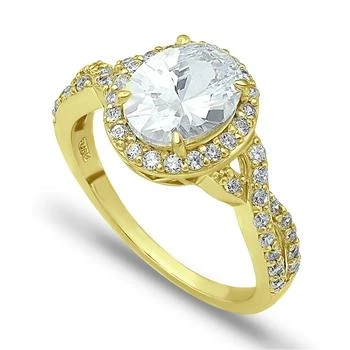 Macy's | Cubic Zirconia Oval Center Stone Ring in 18K Gold Plate,商家Macy's,价格¥155