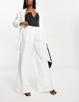 AsYou | ASYOU tailored wide leg trouser in white 5折