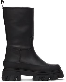 Ganni | Black Leather Tubular Boots商品图片,
