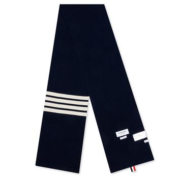 推荐Thom Browne Cashmere Rib 4-Bar Scarf - Navy商品