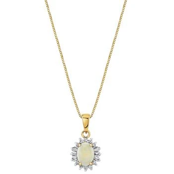 Macy's | Opal (1/2 ct. t.w.) & Diamond (1/5 ct. t.w.) Oval Halo 18" Pendant Necklace in 14k Gold 3.5折