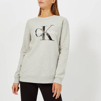 推荐Calvin Klein Jeans Women's Core Monogram Logo Sweatshirt - Light Grey Marl商品
