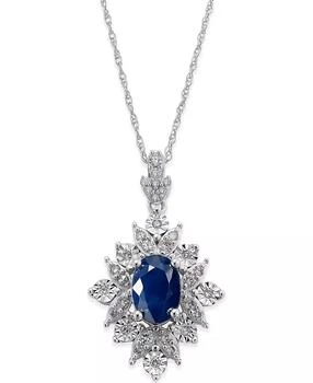 Macy's | Sapphire (1 ct. t.w.) and Diamond (1/5 ct. t.w.) Pendant Necklace in 14k White Gold (Also Available in Ruby),商家Macy's,价格¥2748