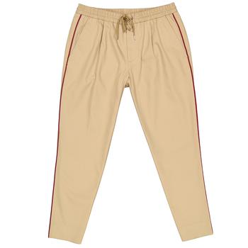 推荐Mens Brown Stripe Detail Drawstring-waist Trousers商品