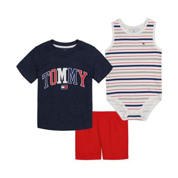 Tommy Hilfiger | Baby Boys Logo T-shirt, Striped Tank Bodysuit and Knit Shorts Set, 3 Piece商品图片,7.5折