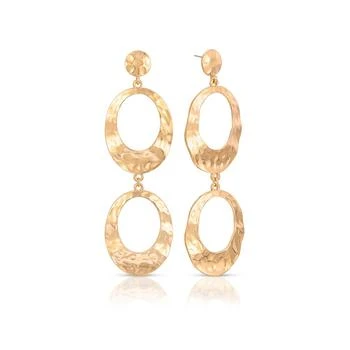 Ettika Jewelry | 18K Gold-Plated Hammered Double Oval Link Drop Earrings,商家Macy's,价格¥410
