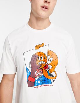 Adidas | adidas Basketball Posterize t-shirt in white商品图片,额外9.5折, 额外九五折