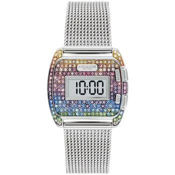 Coach | Women's Darcy Digital Rainbow Silver-Tone Stainless Steel Mesh Bracelet Watch, 30mm,商家Macy's,价格¥2208