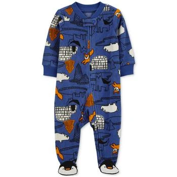Carter's | Baby Boys Animal-Print Zip Fleece One-Piece Sleep and Play Footed Coverall 8折, 独家减免邮费
