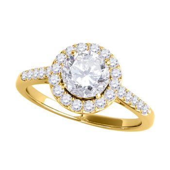 商品0.75 Carat Halo Round Diamond Engagement Wedding Ring In 14K Yellow Gold In Ring Size 7.5,商家Jomashop,价格¥7701图片