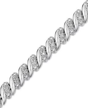 Macy's | Diamond (1/4 ct. t.w.) Zig Zag Bracelet in Sterling Silver,商家Macy's,价格¥1029