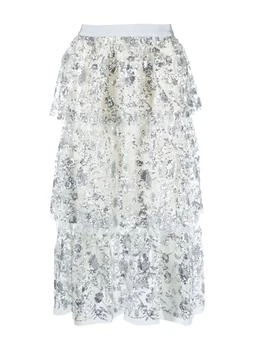 推荐CHAMPAGNE SEQUINNED TIERED MIDI SKIRT商品