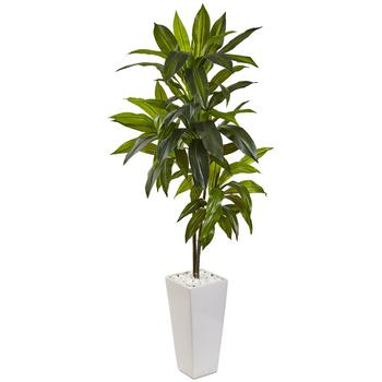 NEARLY NATURAL, NEARLY NATURAL | 3' Dracaena Artificial Plant in White Tower Planter商品图片 6.9折