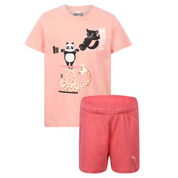 Puma | Circus animals print logo shorts and t shirt set in pink商品图片,3.9折×额外6.7折, 额外六七折