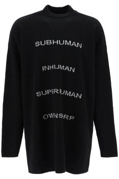 Rick Owens是什么牌子, Rick Owens | Rick Owens Slogan-Embroidered Oversized Knit Sweater商品图片 9.5折