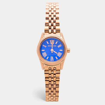 推荐Michael Kors Blue Rose Gold Plated Stainless Steel Petite Lexington MK3272 Women's Wristwatch 26 mm商品