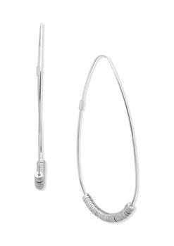 product Silver Tone 80 Millimeter Disc Teardrop Hoop Pierced Earrings image