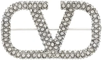 Valentino | Silver VLogo Signature Brooch,商家Ssense US,价格¥4361