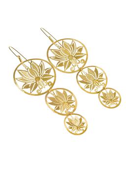 萨克斯, Stefano Patriarchi 帕特雅克 | Etched Golden Silver 3 Loto Long Earrings商品图片 7.2折