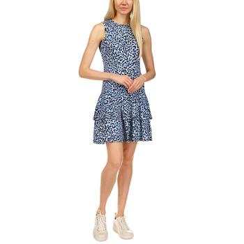 mk连衣裙, Michael Kors | Women's Printed Sleeveless Flounce Dress商品图片 