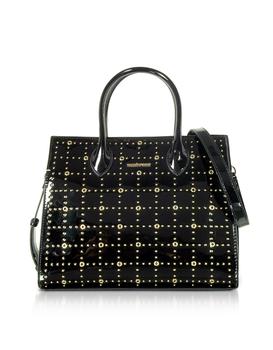 巴宝莉短袖新款, Roccobarocco 罗可巴罗可 | Gazpacho Black Eco-Patent Leather Top Handle Bag w/Studs商品图片 4.9折