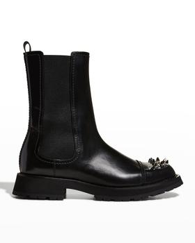推荐Men's Spike-Toe Leather Combat Boots商品