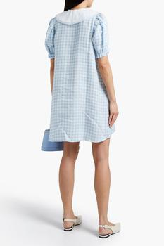 商品Sleeper | Marie lace-trimmed checked linen mini dress,商家THE OUTNET US,价格¥637图片