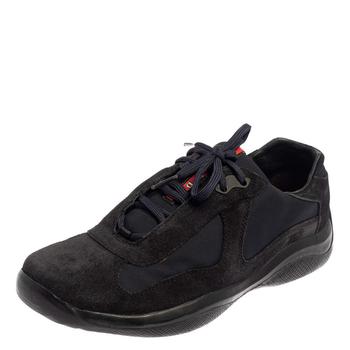 [二手商品] Prada | Prada Blue/Black Suede And Fabric Low Top Sneakers Size 41.5商品图片,5.1折