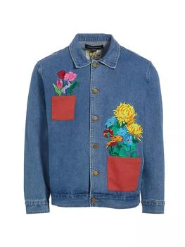 KidSuper | Flower Pots Denim Jacket,商家Saks Fifth Avenue,价格¥1328