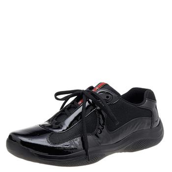 [二手商品] Prada | Prada Sport Black Patent Leather And Mesh Low Top Sneakers Size 45商品图片,满1件减$100, 满减