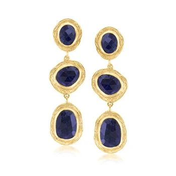 Ross-Simons | Ross-Simons Sapphire Station Drop Earrings in 18kt Gold Over Sterling,商家Premium Outlets,价格¥1179