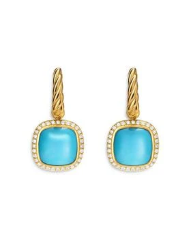 David Yurman | Albion® Drop Earrings in 18K Yellow Gold with Turquoise and Diamonds, 10mm,商家Bloomingdale's,价格¥26918