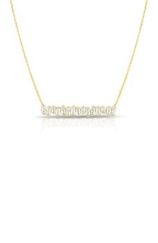 商品GLAZE JEWELRY | 14K Yellow Gold Vermeil Baguette-Cut CZ Bar Pendant Necklace,商家Nordstrom Rack,价格¥311图片