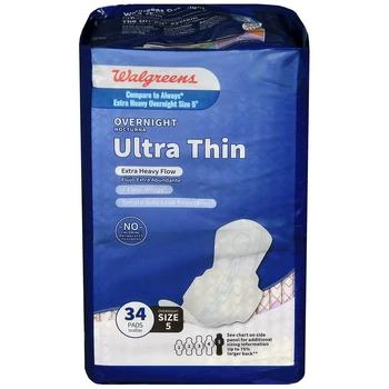 Walgreens | Overnight Ultra Thin Pads + Flexi Wings Unscented, Size 5 (34 ct),商家Walgreens,价格¥52