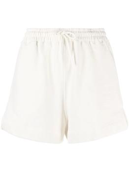 Ganni | Ganni White Logo-Embroidered Cotton Shorts, Size Large商品图片,6.9折