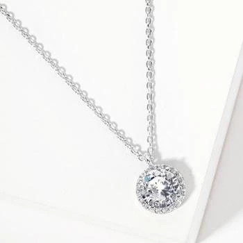 FASHNZFAB | White Gold Dipped Round CZ Stone Pendant Necklace,商家Premium Outlets,价格¥305